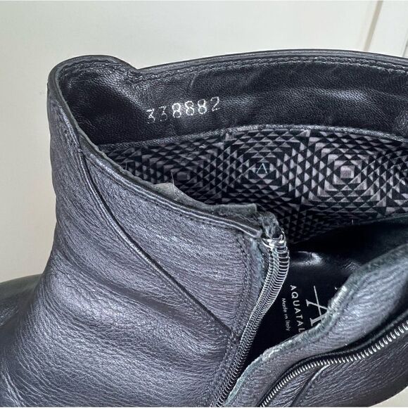 Aquatalia Black Weatherproof Judy Tumbled Calf Leather Wedge Heel Booties 9.5 - Picture 14 of 15